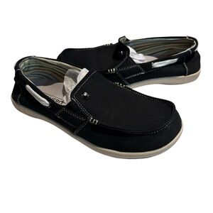 Walkhero Women’s Stylish Black Canvas Slip On Loafers 9 New In Box